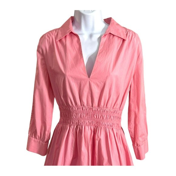 Zara women's Pink Long Sleeve Mini Dress Size Small Long Sleeve Collared Barbie - Picture 3 of 5